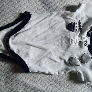 Infant White and Blue One Piece